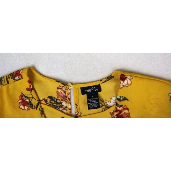 RUE21 - WOMEN'S YELLOW FLORAL PRINT LONG SLEEVE TOP - SIZE S - Picture 4 of 7